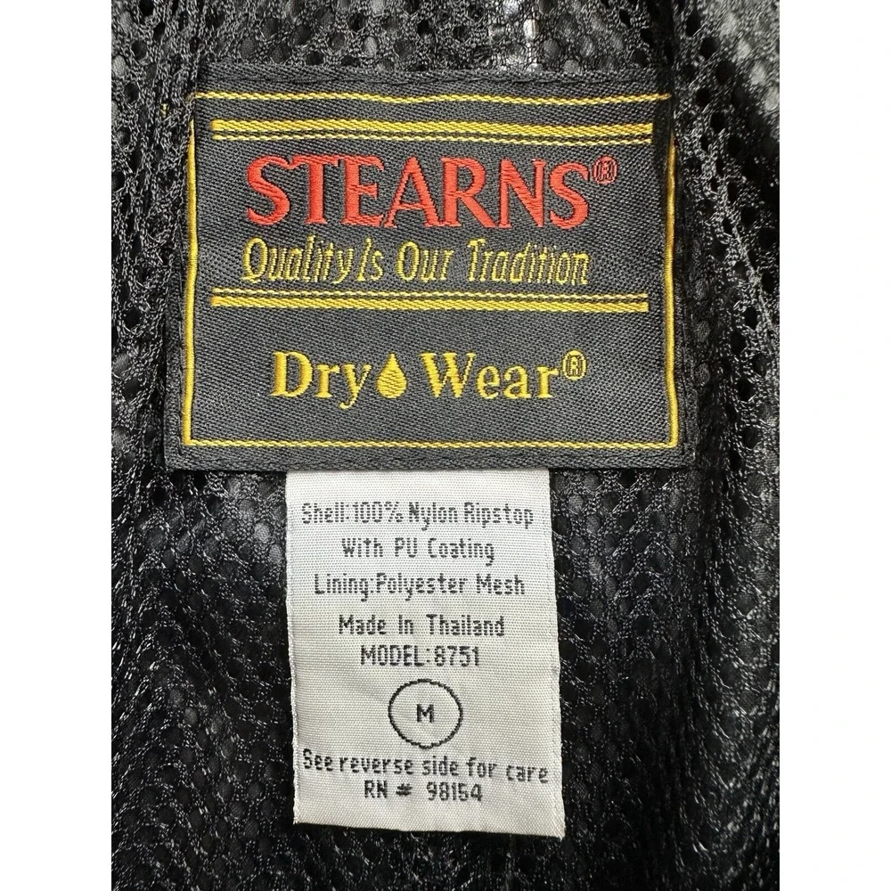Stearns Dry Wear Pants Adult Medium Black Windbreaker Straight Joggers Mens
